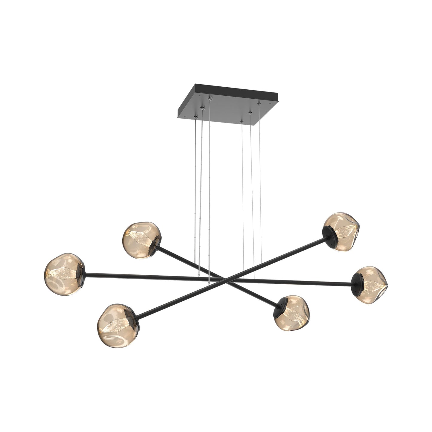 Luna Triple Moda Linear LED Chandelier in Matte Black/Bronze (Geo Crystal).