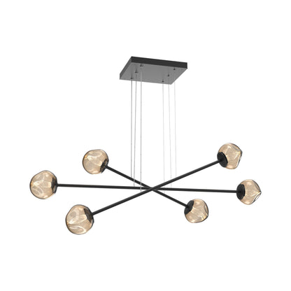 Luna Triple Moda Linear LED Chandelier in Matte Black/Bronze (Geo Crystal).
