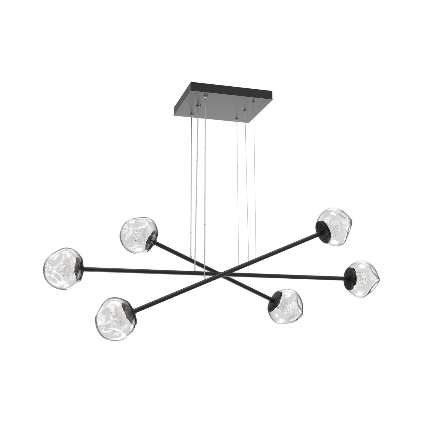 Luna Triple Moda Linear LED Chandelier in Matte Black/Clear (Floret Crystal).