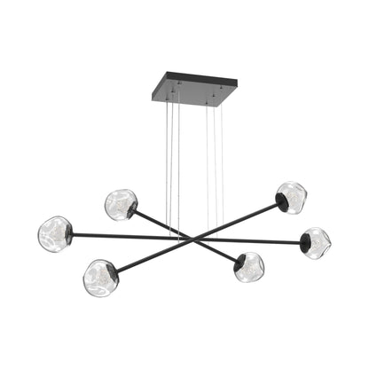 Luna Triple Moda Linear LED Chandelier in Matte Black/Clear (Floret Crystal).