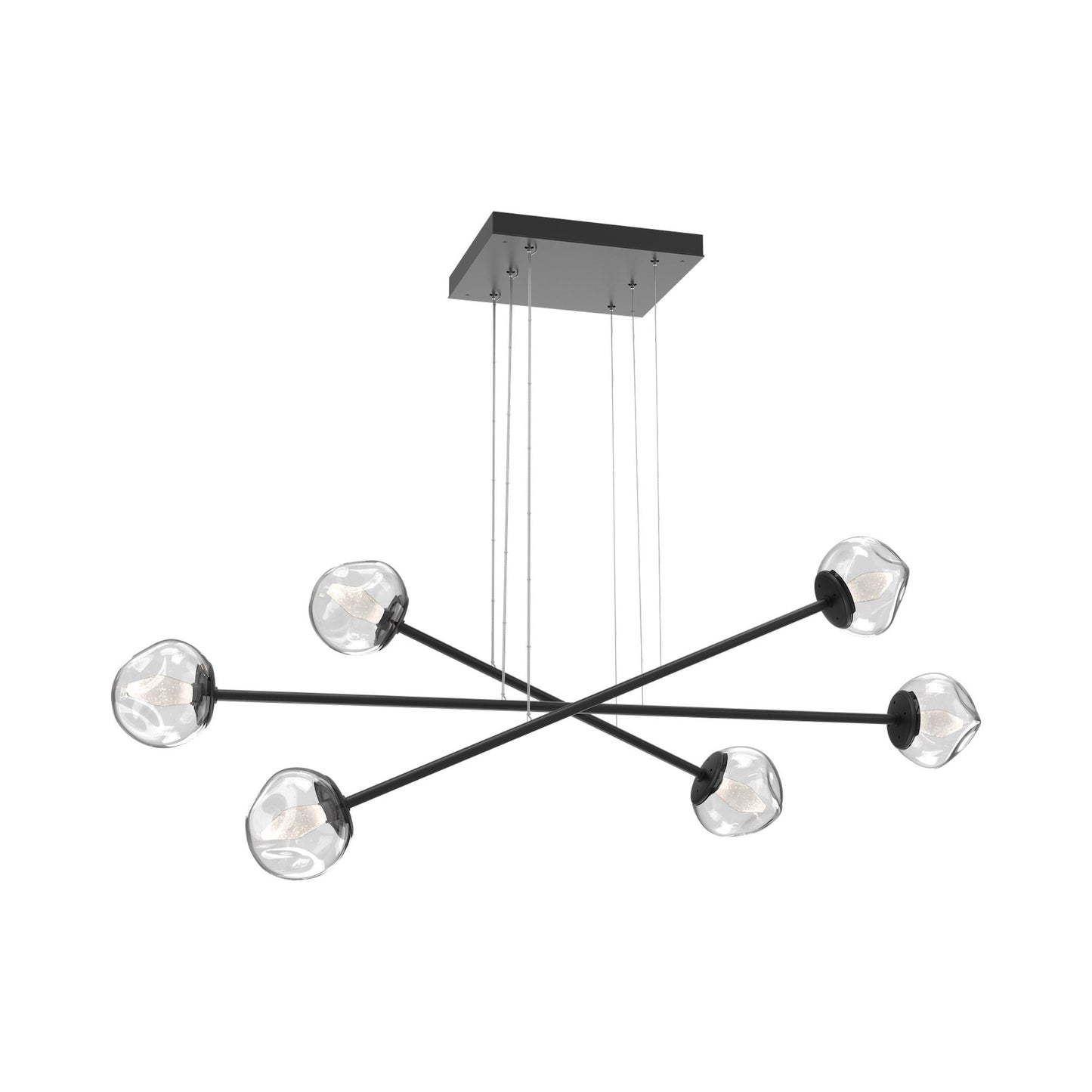 Luna Triple Moda Linear LED Chandelier in Matte Black/Clear (Geo Crystal).