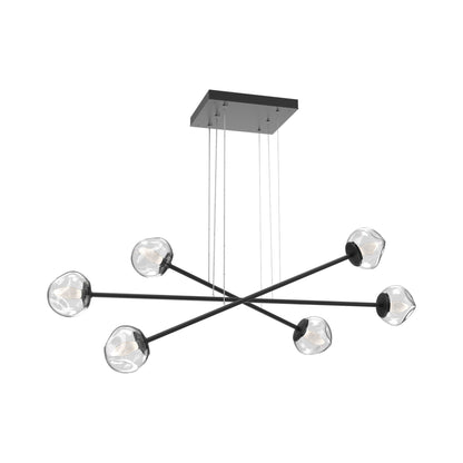 Luna Triple Moda Linear LED Chandelier in Matte Black/Clear (Geo Crystal).