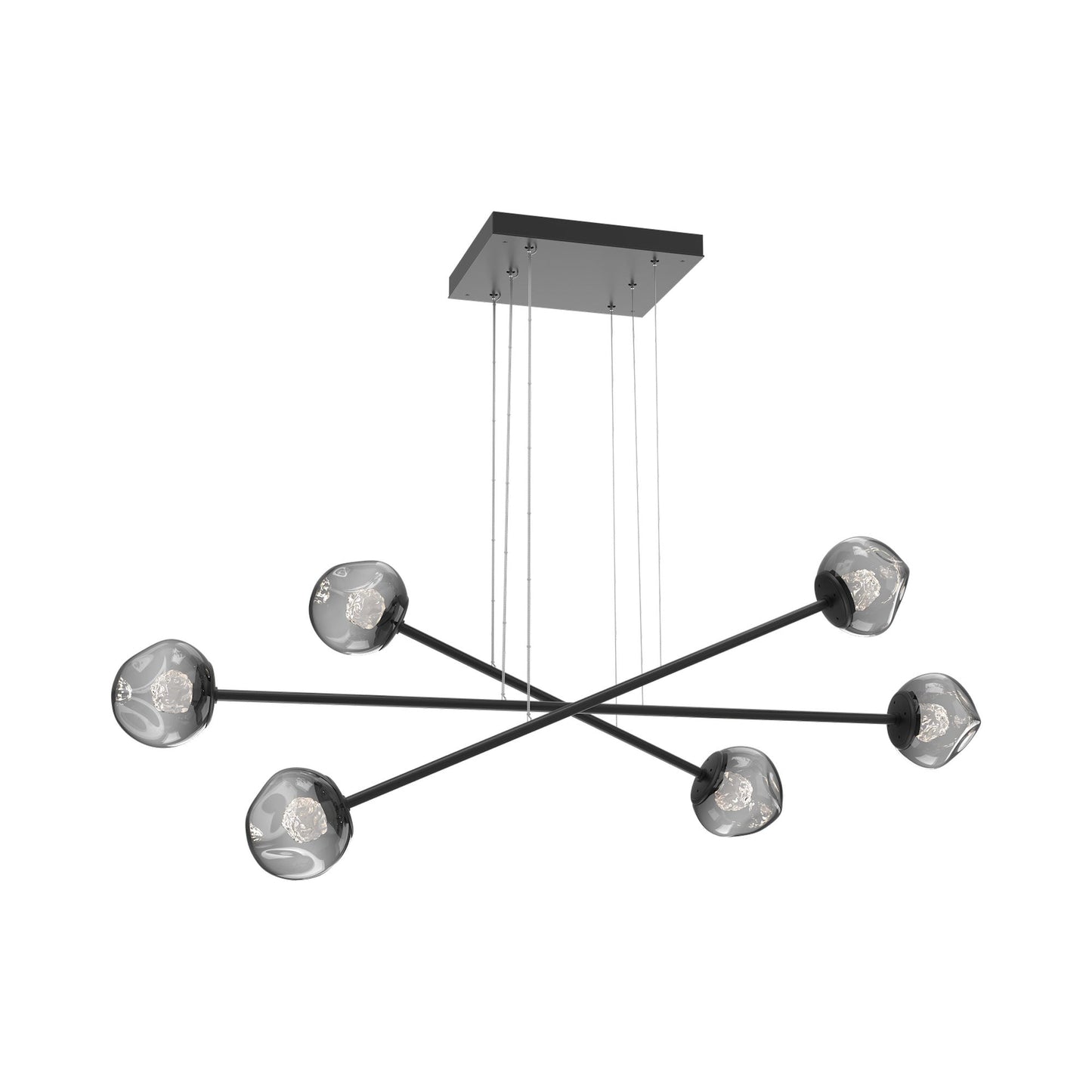 Luna Triple Moda Linear LED Chandelier in Matte Black/Smoke (Floret Crystal).