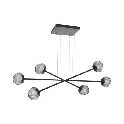 Luna Triple Moda Linear LED Chandelier in Matte Black/Smoke (Floret Crystal).