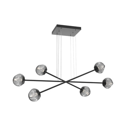 Luna Triple Moda Linear LED Chandelier in Matte Black/Smoke (Geo Crystal).