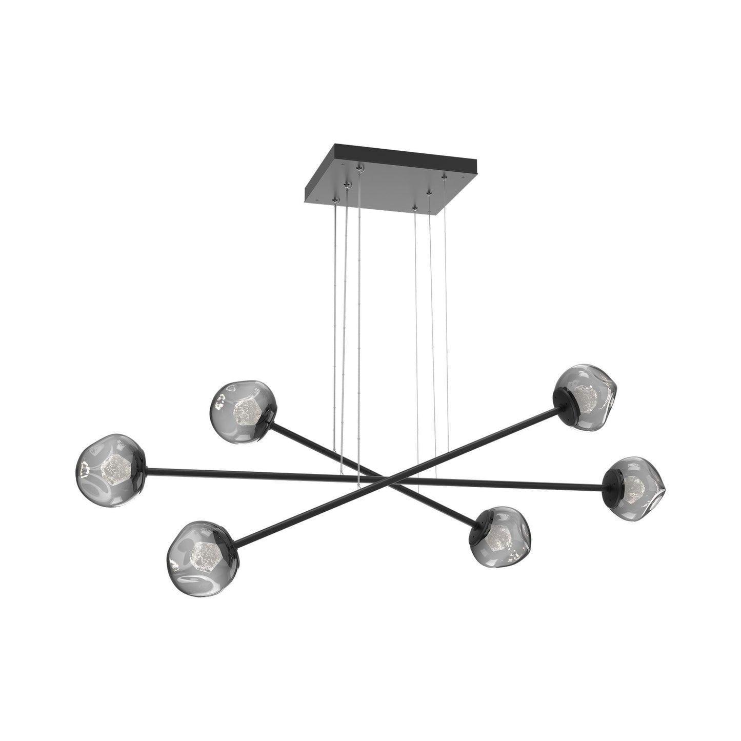 Luna Triple Moda Linear LED Chandelier in Matte Black/Smoke (Zircon Crystal).
