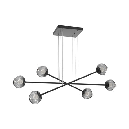 Luna Triple Moda Linear LED Chandelier in Matte Black/Smoke (Zircon Crystal).