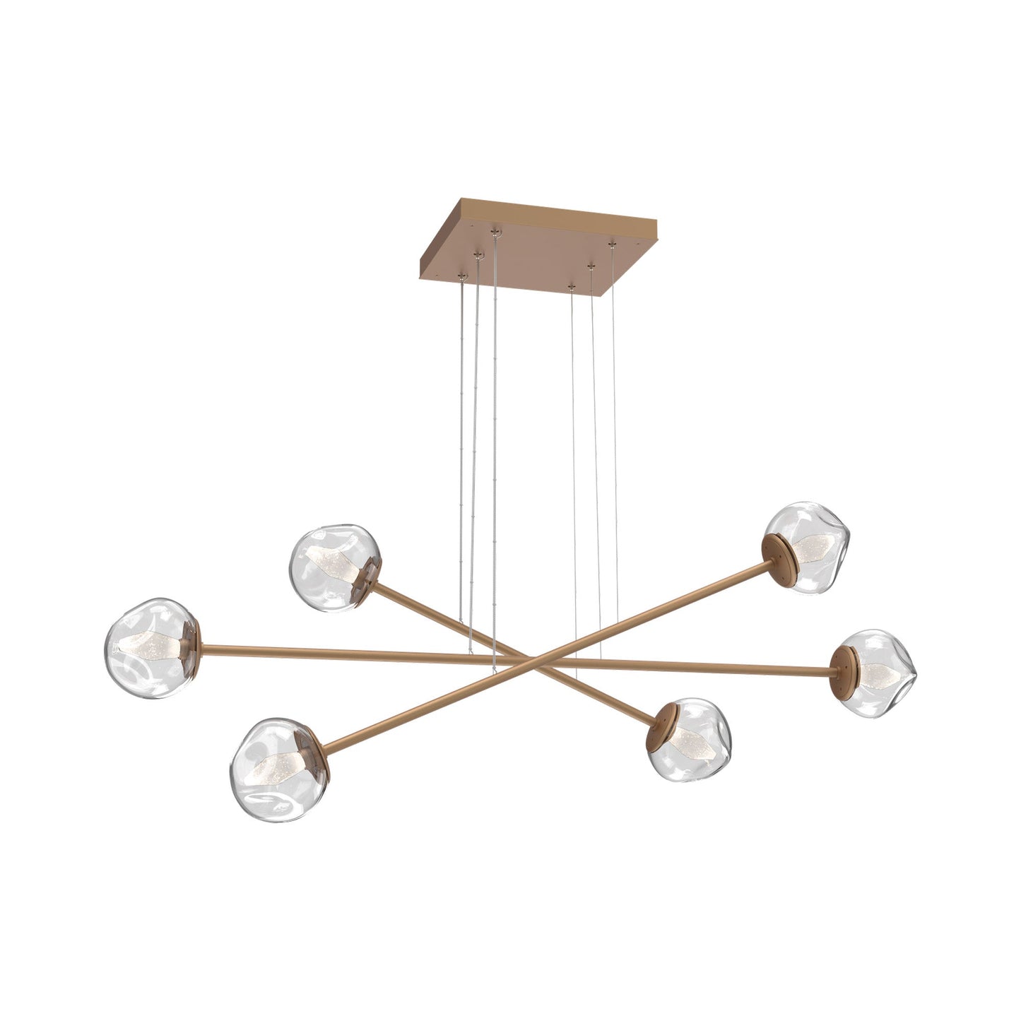 Luna Triple Moda Linear LED Chandelier in Novel Brass/Clear (Geo Crystal).