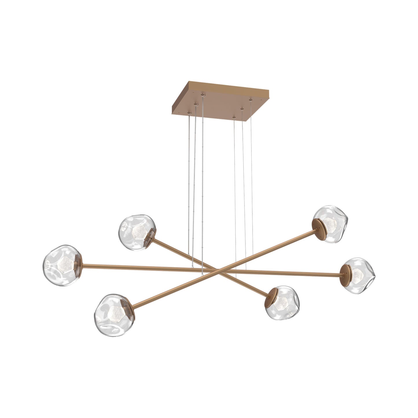 Luna Triple Moda Linear LED Chandelier in Novel Brass/Clear (Zircon Crystal).