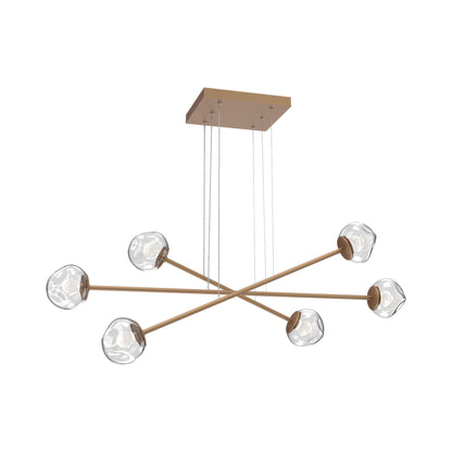 Luna Triple Moda Linear LED Chandelier in Novel Brass/Clear (Zircon Crystal).