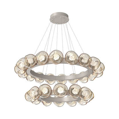 Luna Two-Tier Radial Ring LED Chandelier in Beige Silver/Amber (Zircon Crystal).