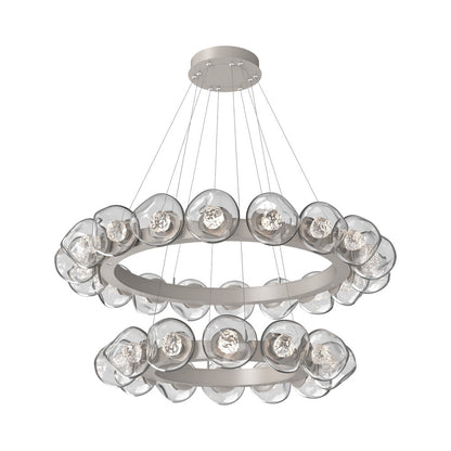 Luna Two-Tier Radial Ring LED Chandelier in Beige Silver/Clear (Floret Crystal).
