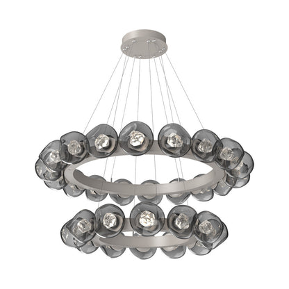 Luna Two-Tier Radial Ring LED Chandelier in Beige Silver/Smoke (Zircon Crystal).