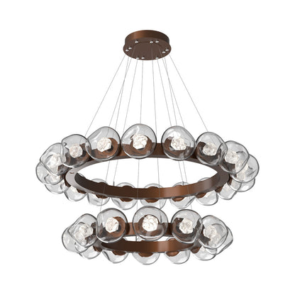 Luna Two-Tier Radial Ring LED Chandelier in Burnished Bronze/Clear (Zircon Crystal).