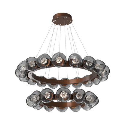 Luna Two-Tier Radial Ring LED Chandelier in Burnished Bronze/Smoke (Zircon Crystal).