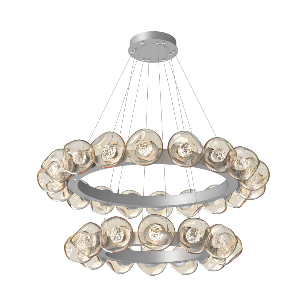 Luna Two-Tier Radial Ring LED Chandelier in Classic Silver/Amber (Floret Crystal).