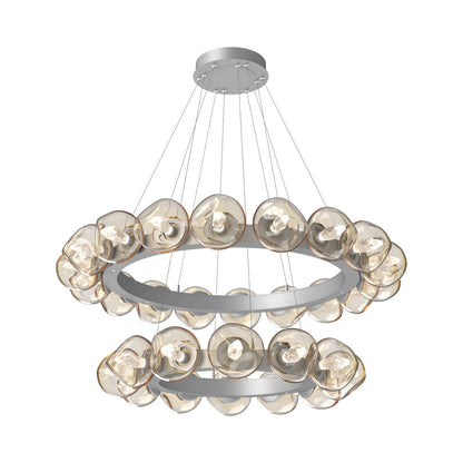 Luna Two-Tier Radial Ring LED Chandelier in Classic Silver/Amber (Geo Crystal).