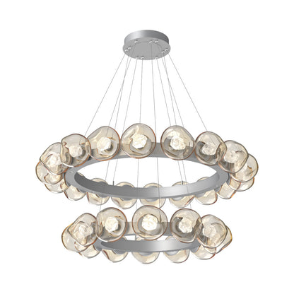 Luna Two-Tier Radial Ring LED Chandelier in Classic Silver/Amber (Zircon Crystal).