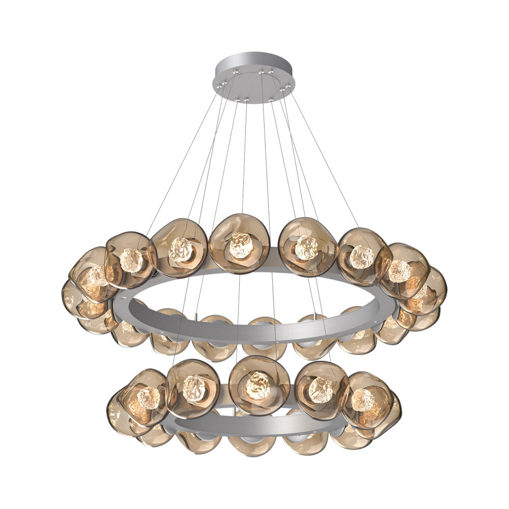 Luna Two-Tier Radial Ring LED Chandelier in Classic Silver/Bronze (Floret Crystal).