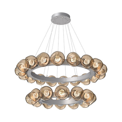 Luna Two-Tier Radial Ring LED Chandelier in Classic Silver/Bronze (Floret Crystal).