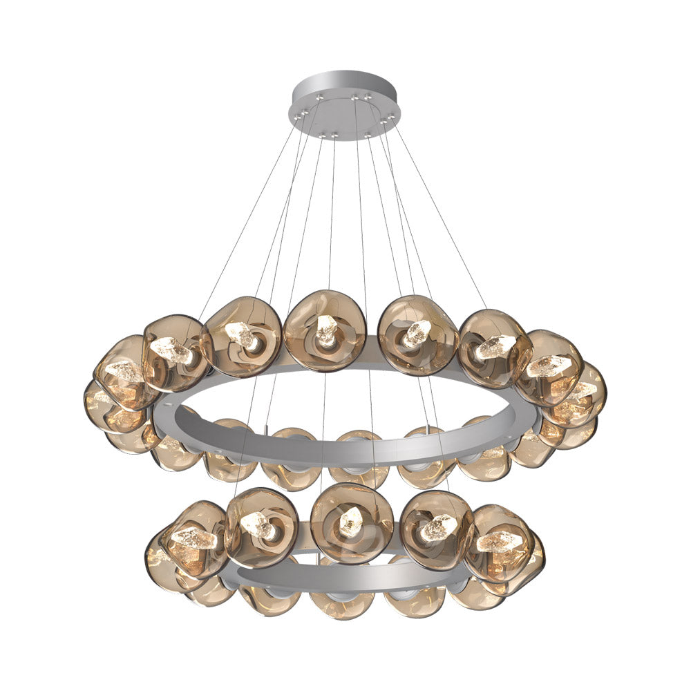 Luna Two-Tier Radial Ring LED Chandelier in Classic Silver/Bronze (Geo Crystal).