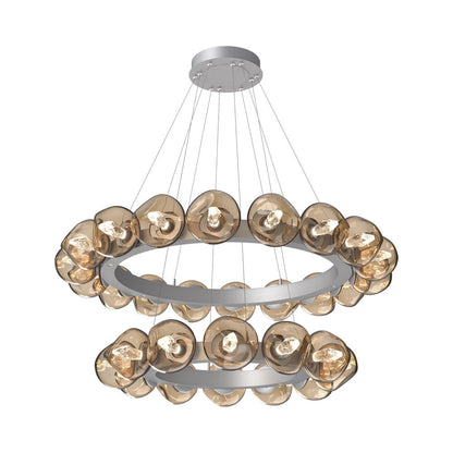 Luna Two-Tier Radial Ring LED Chandelier in Classic Silver/Bronze (Geo Crystal).