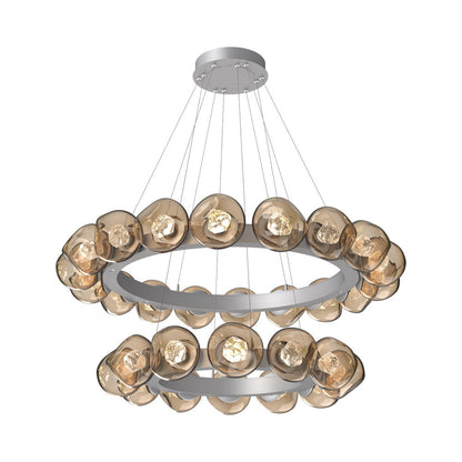 Luna Two-Tier Radial Ring LED Chandelier in Classic Silver/Bronze (Zircon Crystal).