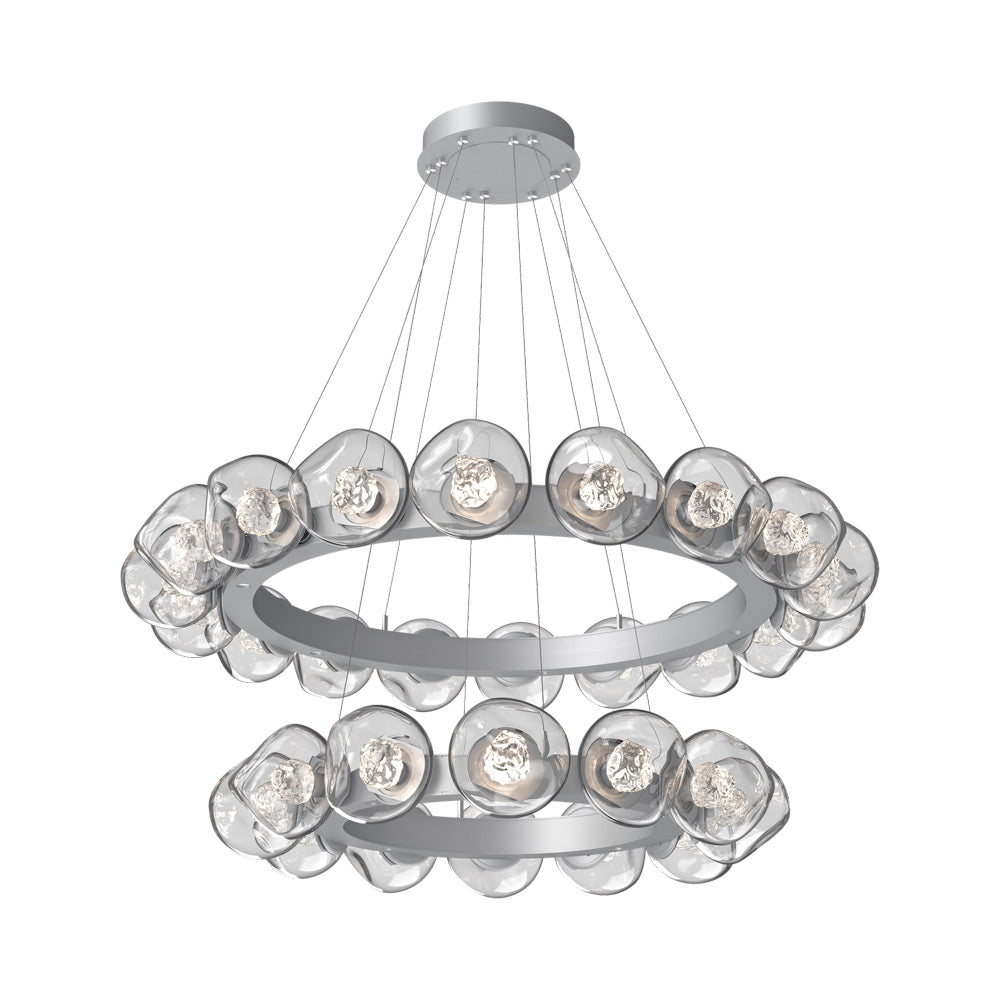 Luna Two-Tier Radial Ring LED Chandelier in Classic Silver/Clear (Floret Crystal).