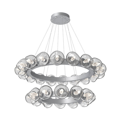 Luna Two-Tier Radial Ring LED Chandelier in Classic Silver/Clear (Geo Crystal).