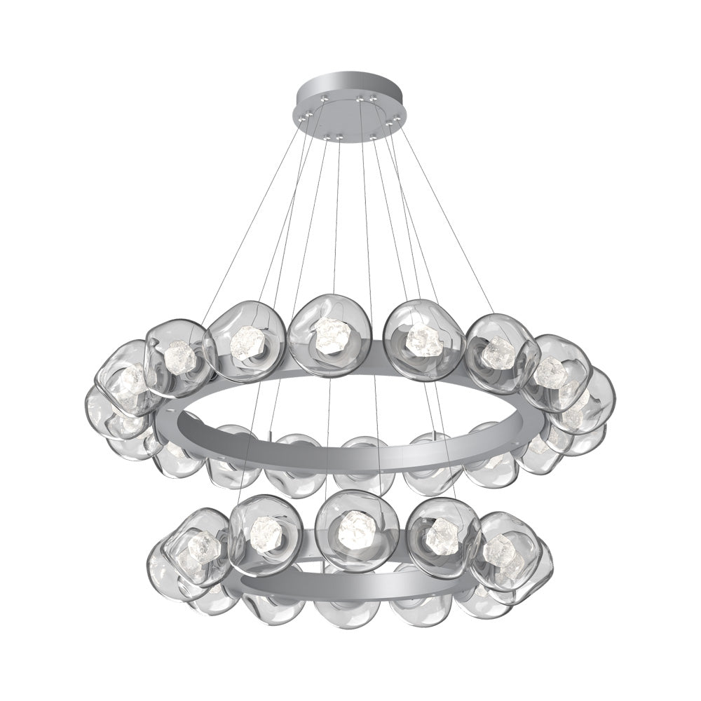 Luna Two-Tier Radial Ring LED Chandelier in Classic Silver/Clear (Zircon Crystal).