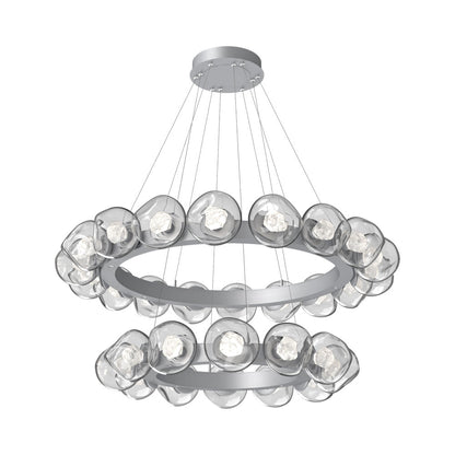 Luna Two-Tier Radial Ring LED Chandelier in Classic Silver/Clear (Zircon Crystal).