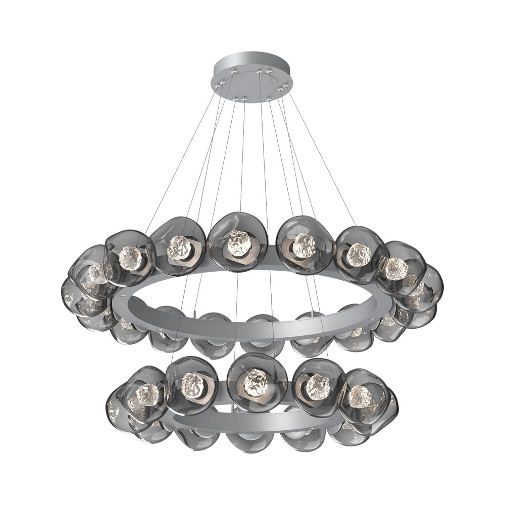 Luna Two-Tier Radial Ring LED Chandelier in Classic Silver/Smoke (Floret Crystal).