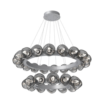 Luna Two-Tier Radial Ring LED Chandelier in Classic Silver/Smoke (Geo Crystal).