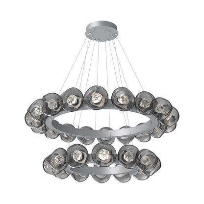 Luna Two-Tier Radial Ring LED Chandelier in Classic Silver/Smoke (Zircon Crystal).