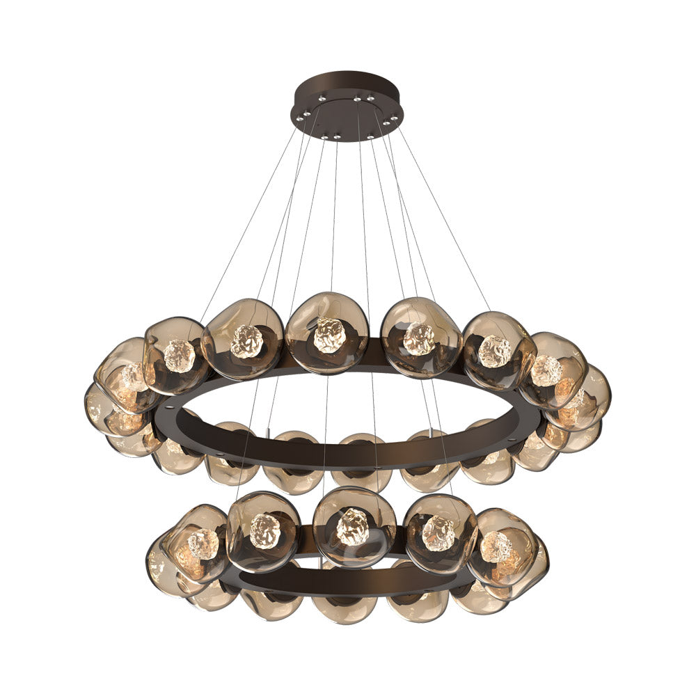 Luna Two-Tier Radial Ring LED Chandelier in Flat Bronze/Bronze (Floret Crystal).