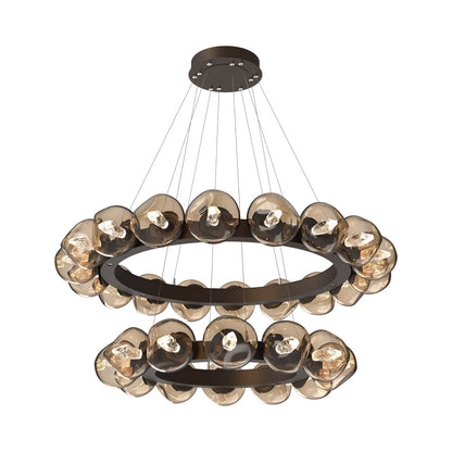 Luna Two-Tier Radial Ring LED Chandelier in Flat Bronze/Bronze (Geo Crystal).