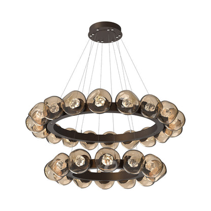Luna Two-Tier Radial Ring LED Chandelier in Flat Bronze/Bronze (Zircon Crystal).