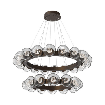 Luna Two-Tier Radial Ring LED Chandelier in Flat Bronze/Clear (Floret Crystal).