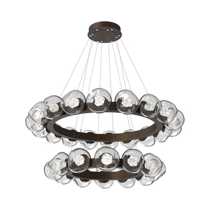 Luna Two-Tier Radial Ring LED Chandelier in Flat Bronze/Clear (Zircon Crystal).