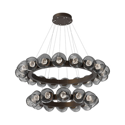 Luna Two-Tier Radial Ring LED Chandelier in Flat Bronze/Smoke (Floret Crystal).