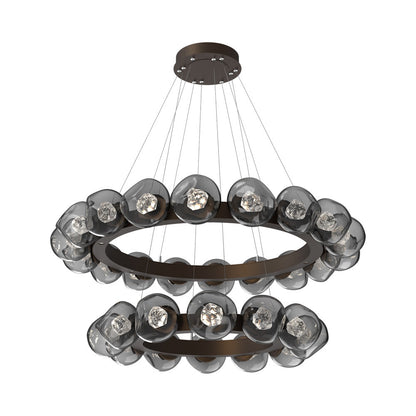 Luna Two-Tier Radial Ring LED Chandelier in Flat Bronze/Smoke (Zircon Crystal).