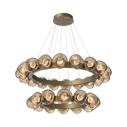 Luna Two-Tier Radial Ring LED Chandelier in Gilded Brass/Bronze (Floret Crystal).