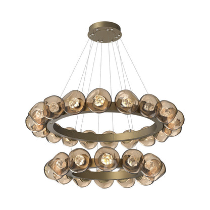 Luna Two-Tier Radial Ring LED Chandelier in Gilded Brass/Bronze (Zircon Crystal).