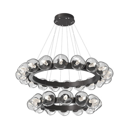 Luna Two-Tier Radial Ring LED Chandelier in Graphite/Clear (Geo Crystal).