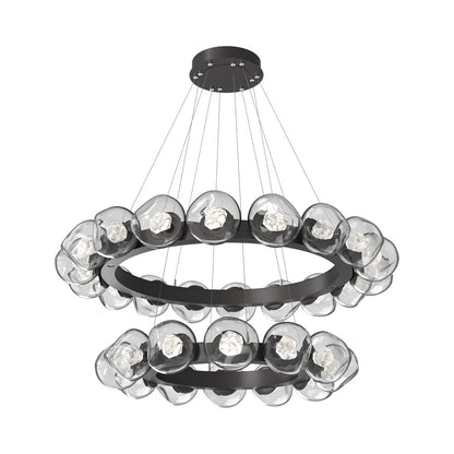 Luna Two-Tier Radial Ring LED Chandelier in Graphite/Clear (Zircon Crystal).