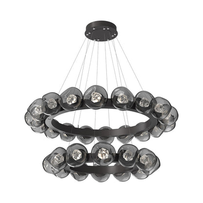 Luna Two-Tier Radial Ring LED Chandelier in Graphite/Smoke (Zircon Crystal).