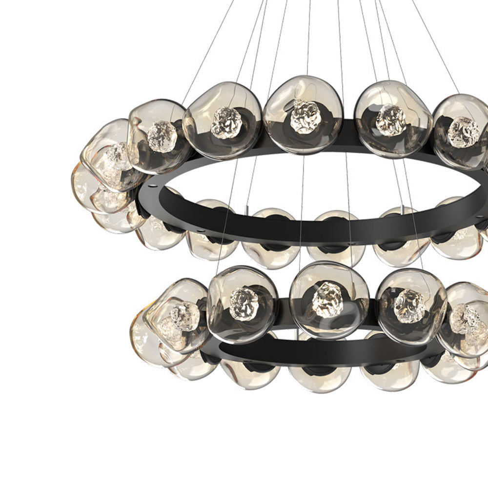 Luna Two-Tier Radial Ring LED Chandelier in Detail.