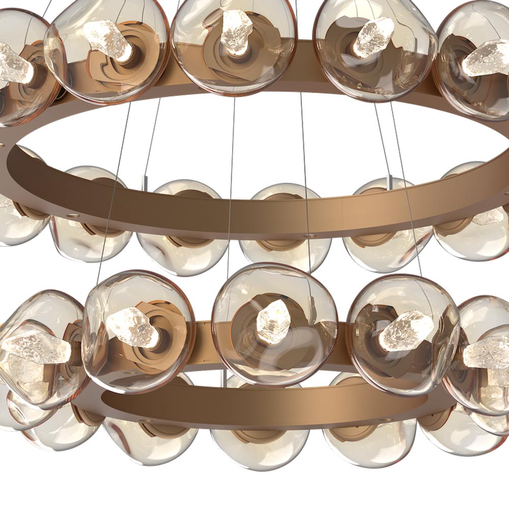 Luna Two-Tier Radial Ring LED Chandelier in Detail.