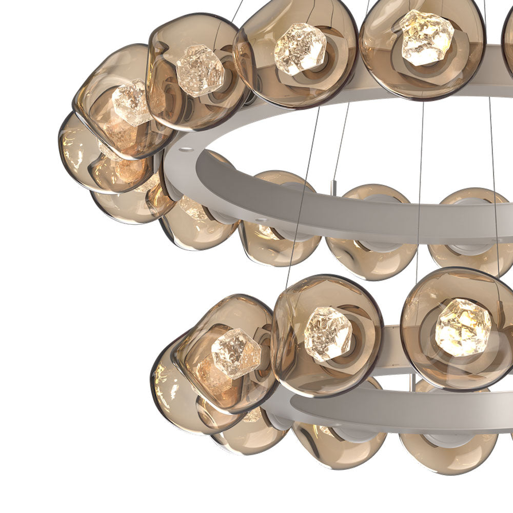Luna Two-Tier Radial Ring LED Chandelier in Detail.
