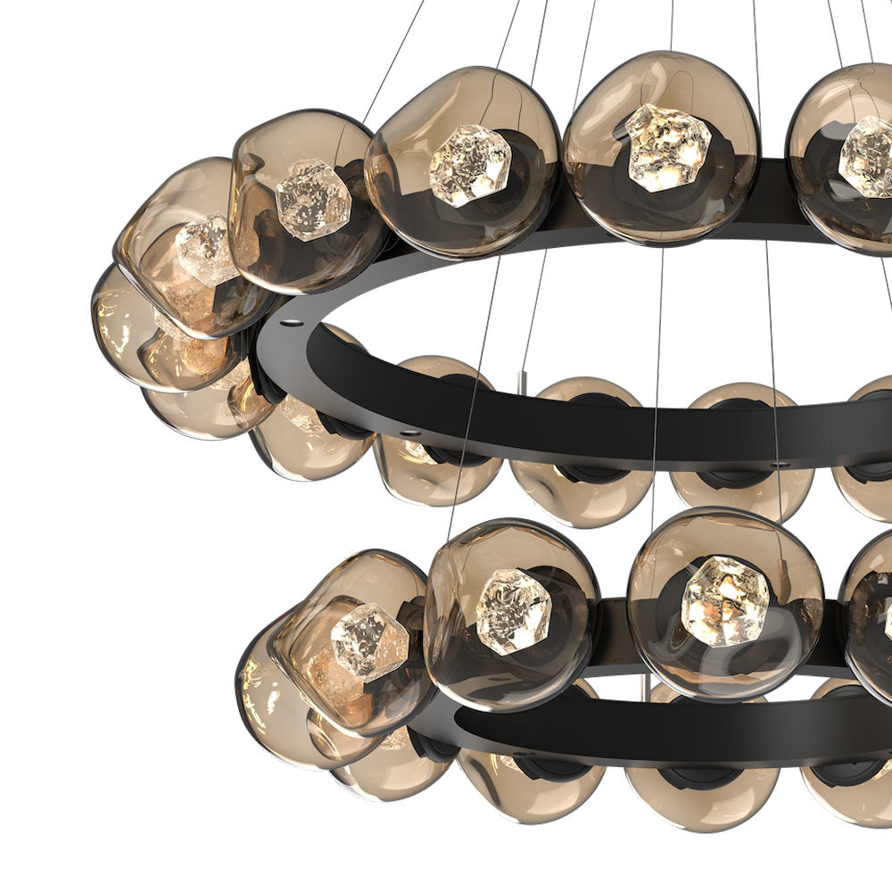 Luna Two-Tier Radial Ring LED Chandelier in Detail.